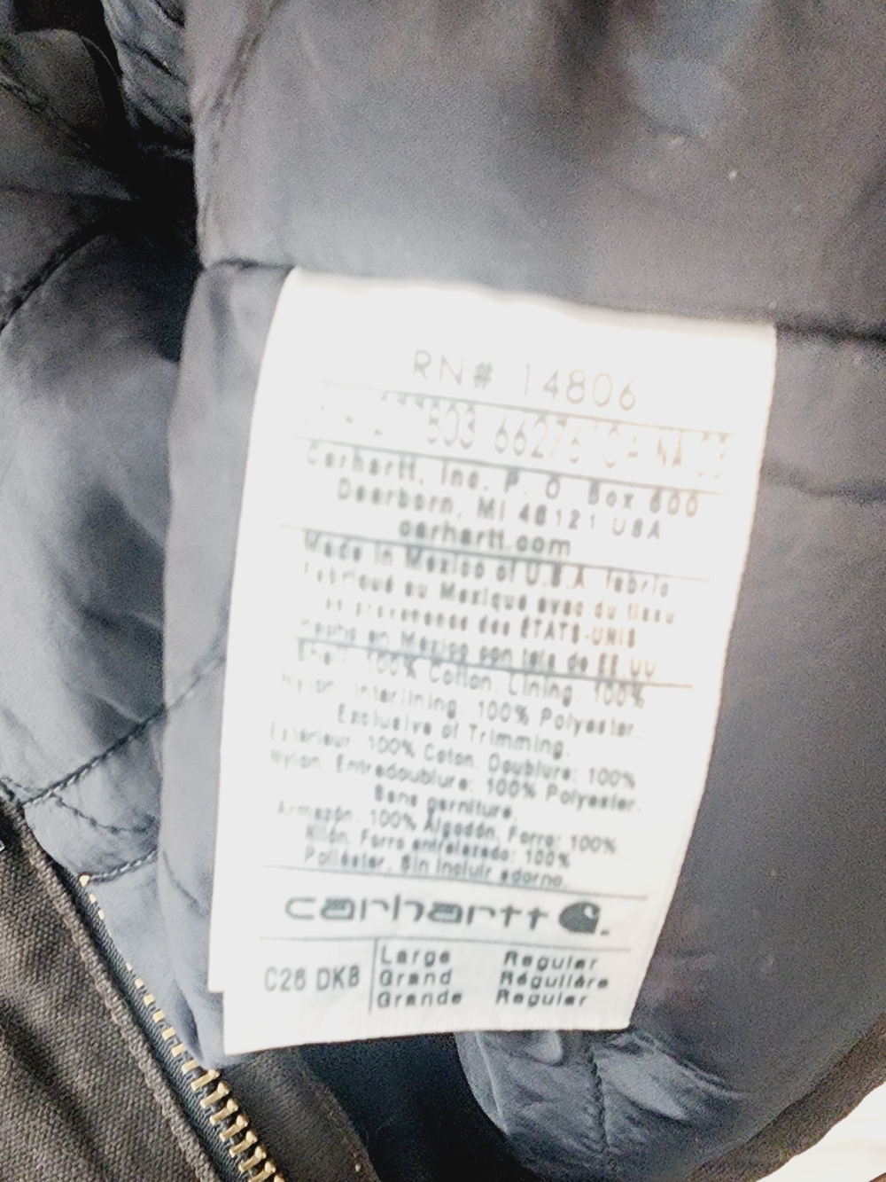 Carhartt Men's C26 DKB Dark Brown Arctic Sandstone Quilt Lined Coat - Picture 6 of 8